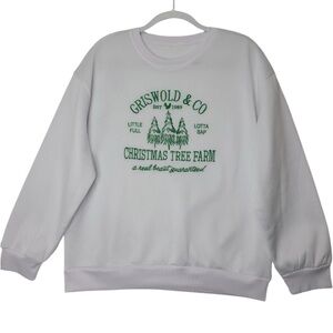 SHEIN  CHRISTMAS TREE FARM WHITE CREW NECK SWEATSHIRT SZ MED EUC